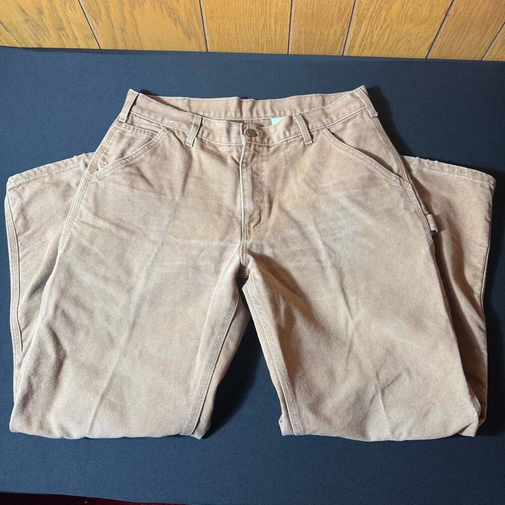 Vintage Carhartt B11 BRN Washed Duck Work Dungaree Pants 34x30 Made in USA